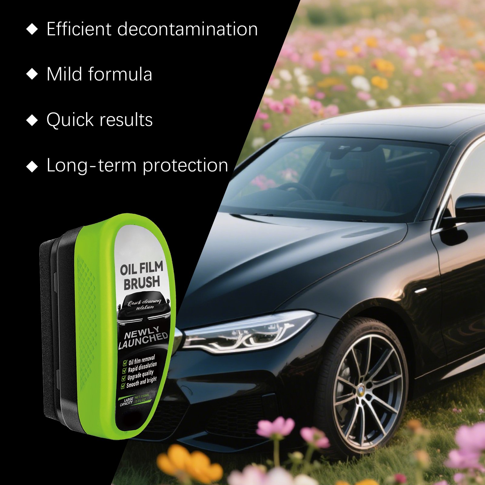 Car Oil Film Cleaning Brush High Density Wear Resistant Anti Slip Decontamination Portable Window Windshield Rearview Mirror Car Light