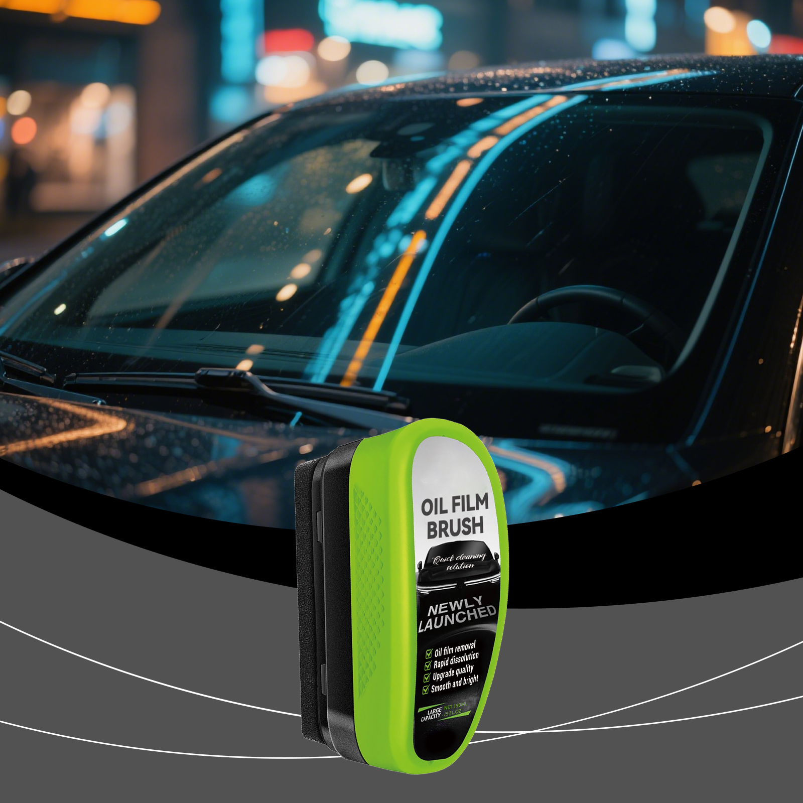 Car Oil Film Cleaning Brush High Density Wear Resistant Anti Slip Decontamination Portable Window Windshield Rearview Mirror Car Light