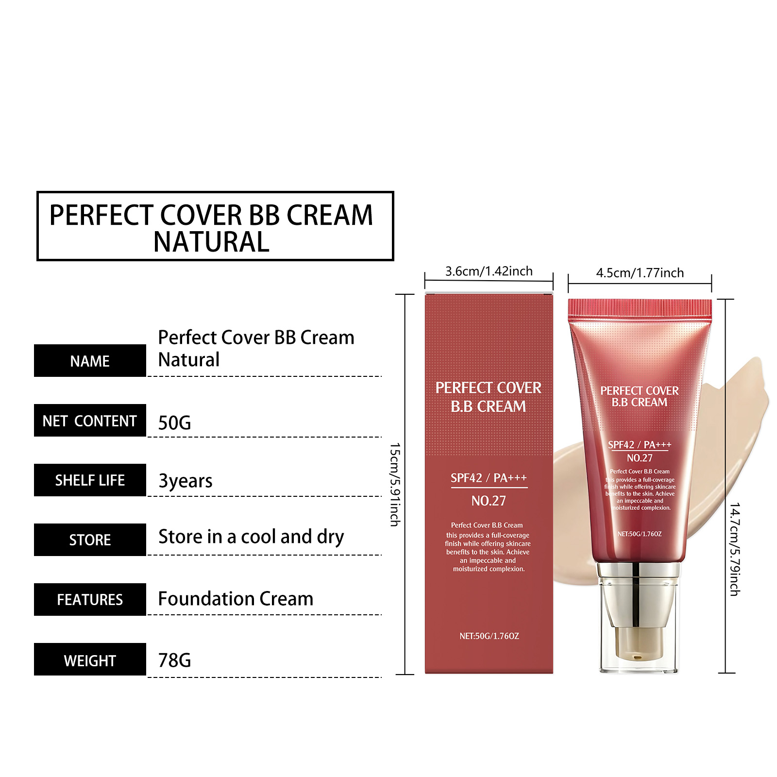 Soft Skin Concealer Bb Cream Natural Tone Mild Moisturizing Light Bright Matte Clear Portable Facial Skin Care
