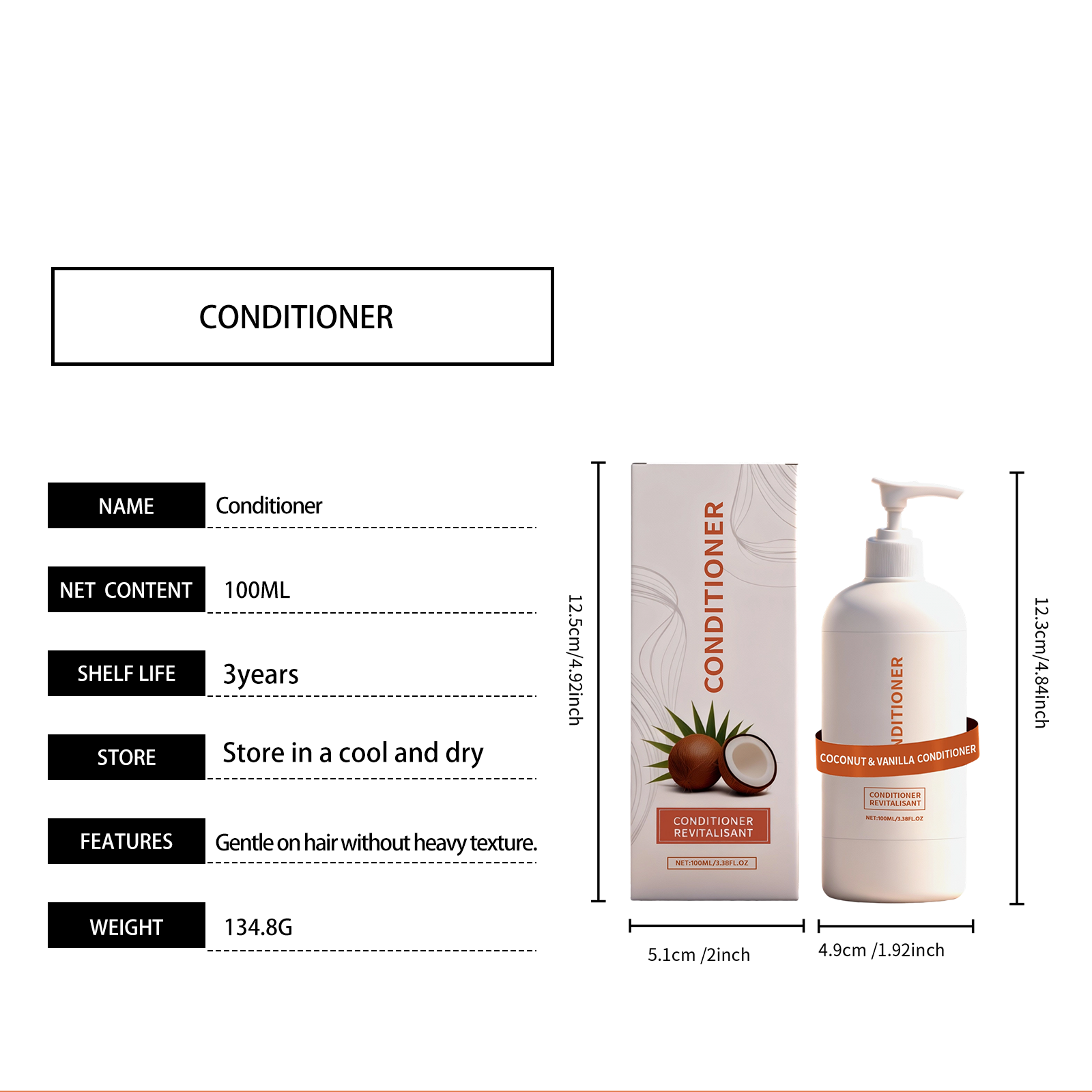 Coconut Scent Vanilla Hair Cream Daily Mild Nourish Hydrate Soft Gloss External Spread Over Hair Strands
