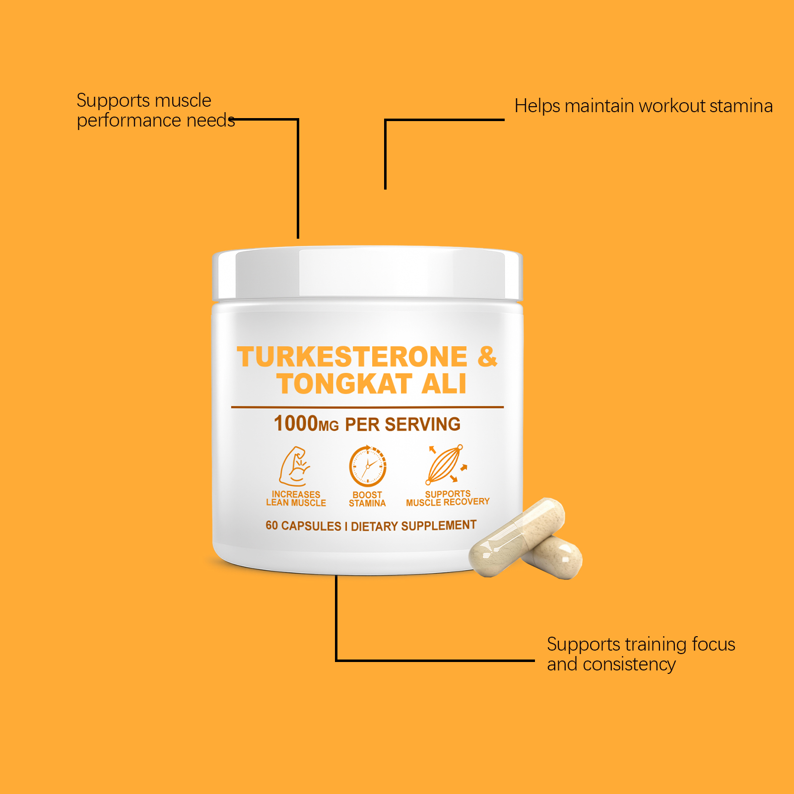 Body Energy Vitality Supplement Capsule Body Energy Support Body Muscle Care Training Exercise Health Boost Nutrient Pill