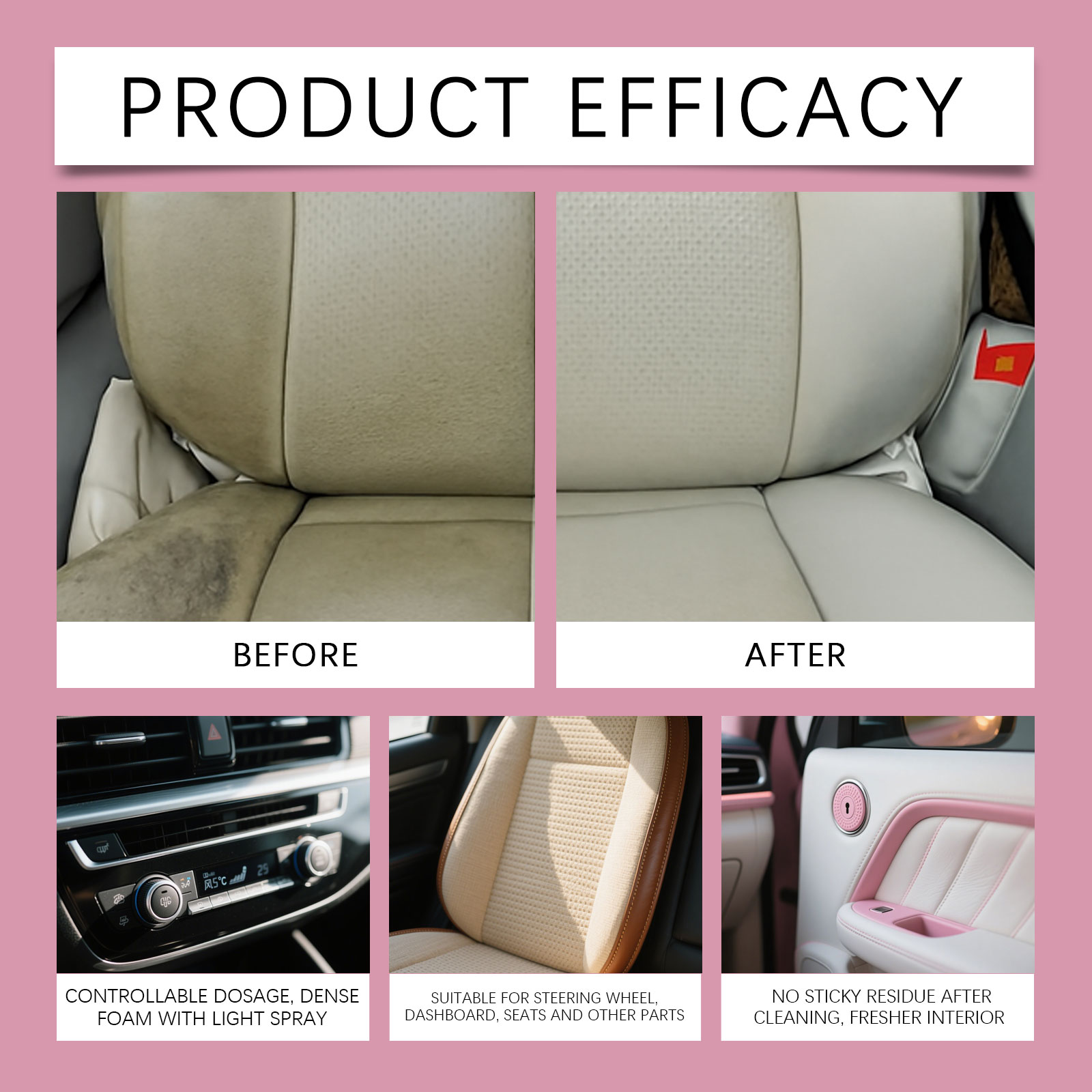 Cherry Scent Auto Interior Care Agent For Car Cabin Seat Inner Trim Center Console Daily Clean Surface Maintenance Liquid