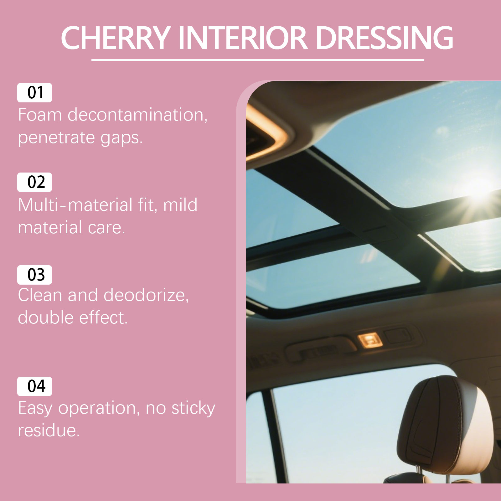 Cherry Scent Auto Interior Care Agent For Car Cabin Seat Inner Trim Center Console Daily Clean Surface Maintenance Liquid