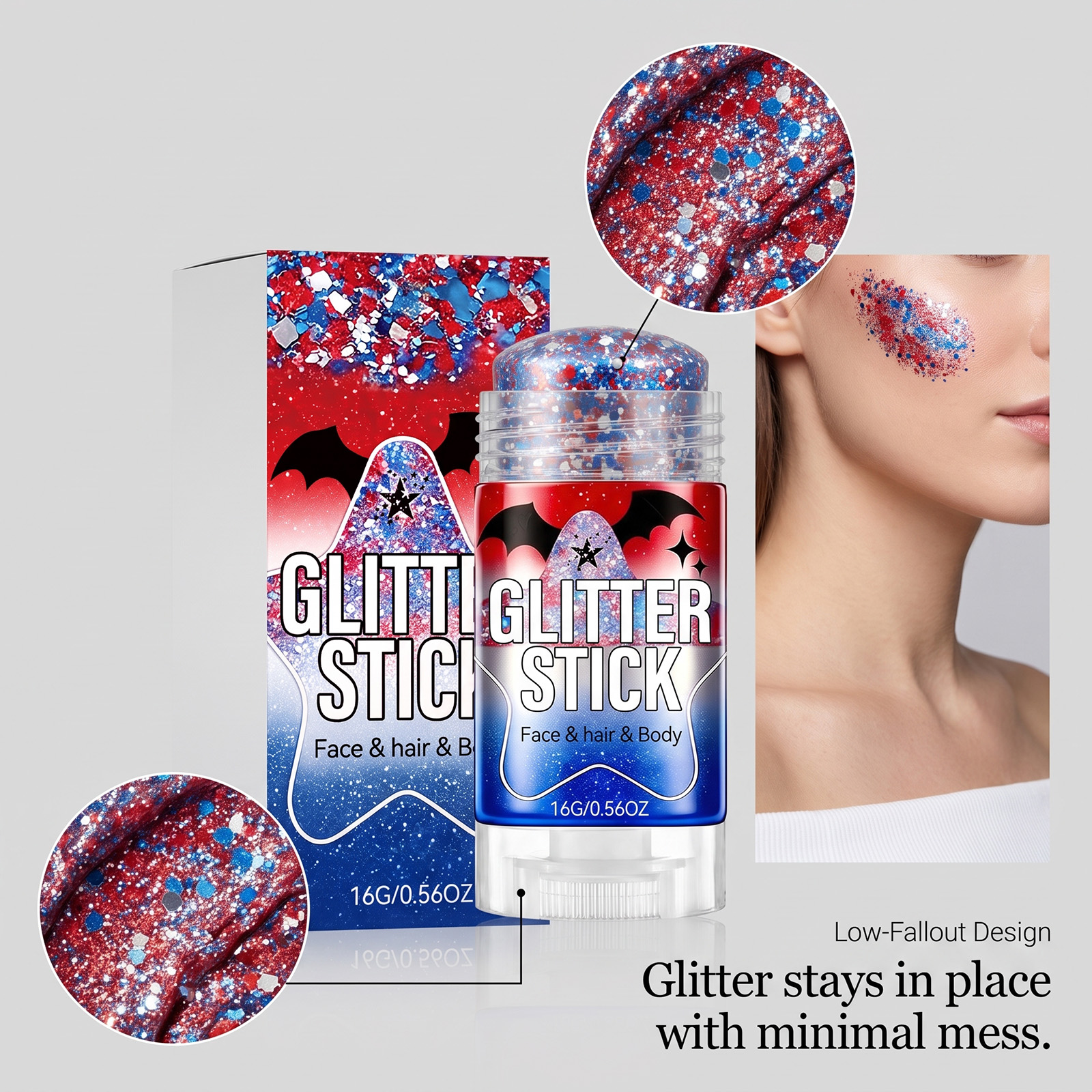 Glitter Makeup Stick Shimmer Pearlescent Easy Application Stage Daily Facial Cosmetic Tool