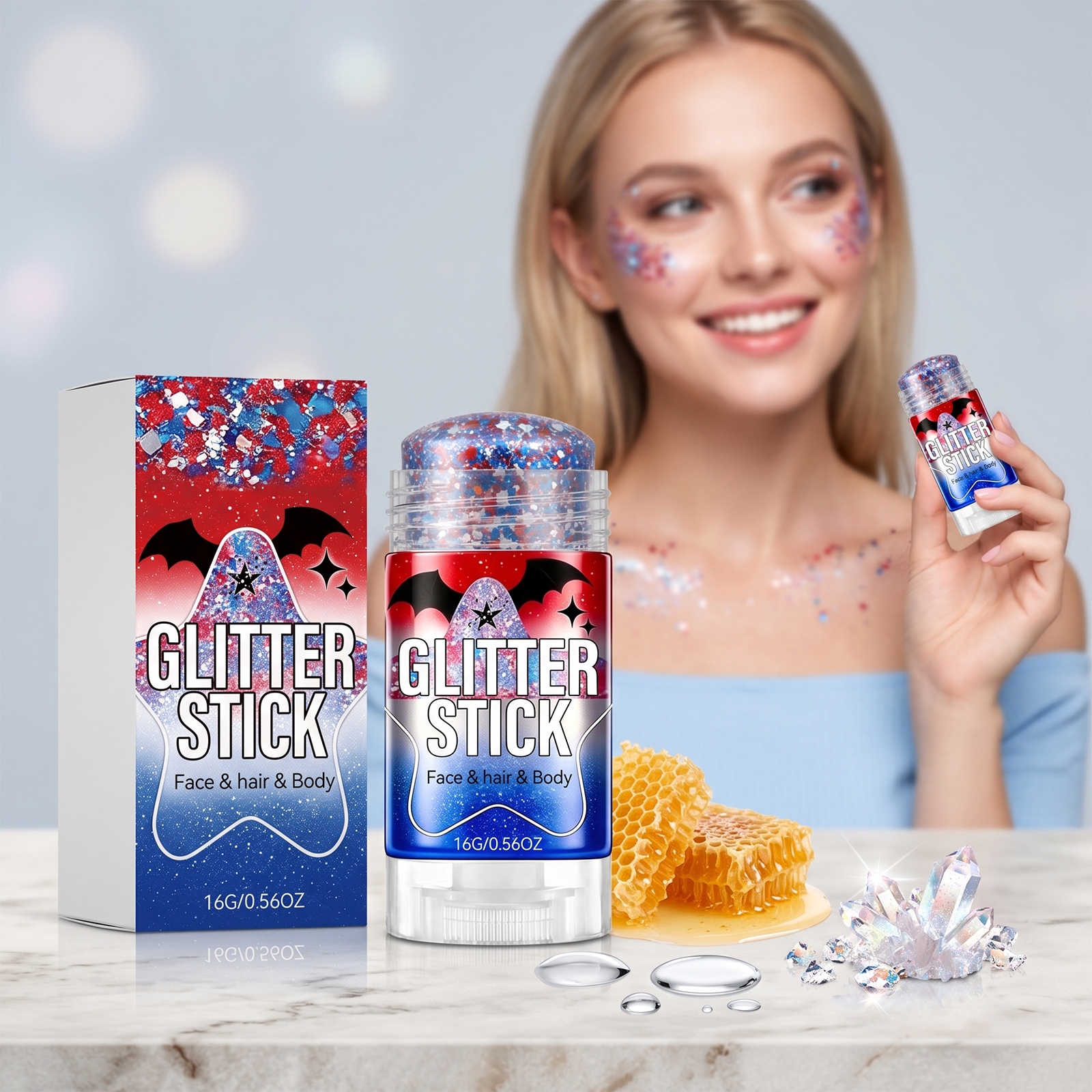 Glitter Makeup Stick Shimmer Pearlescent Easy Application Stage Daily Facial Cosmetic Tool