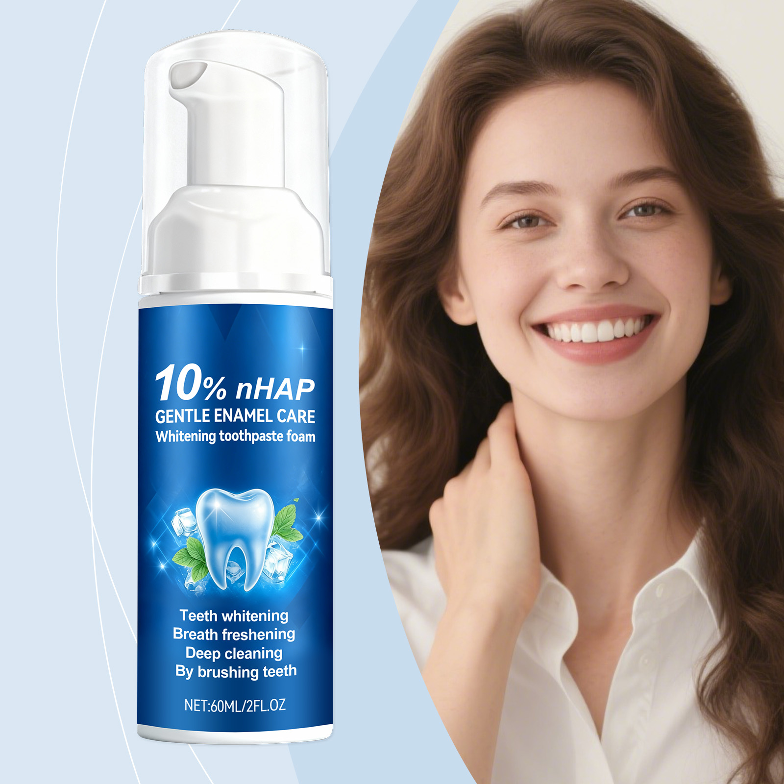 Whitening Dental Mousse Mild Ingredients Daily Cleaning Bright Teeth Portable Mint Scent Fresh Oral Care