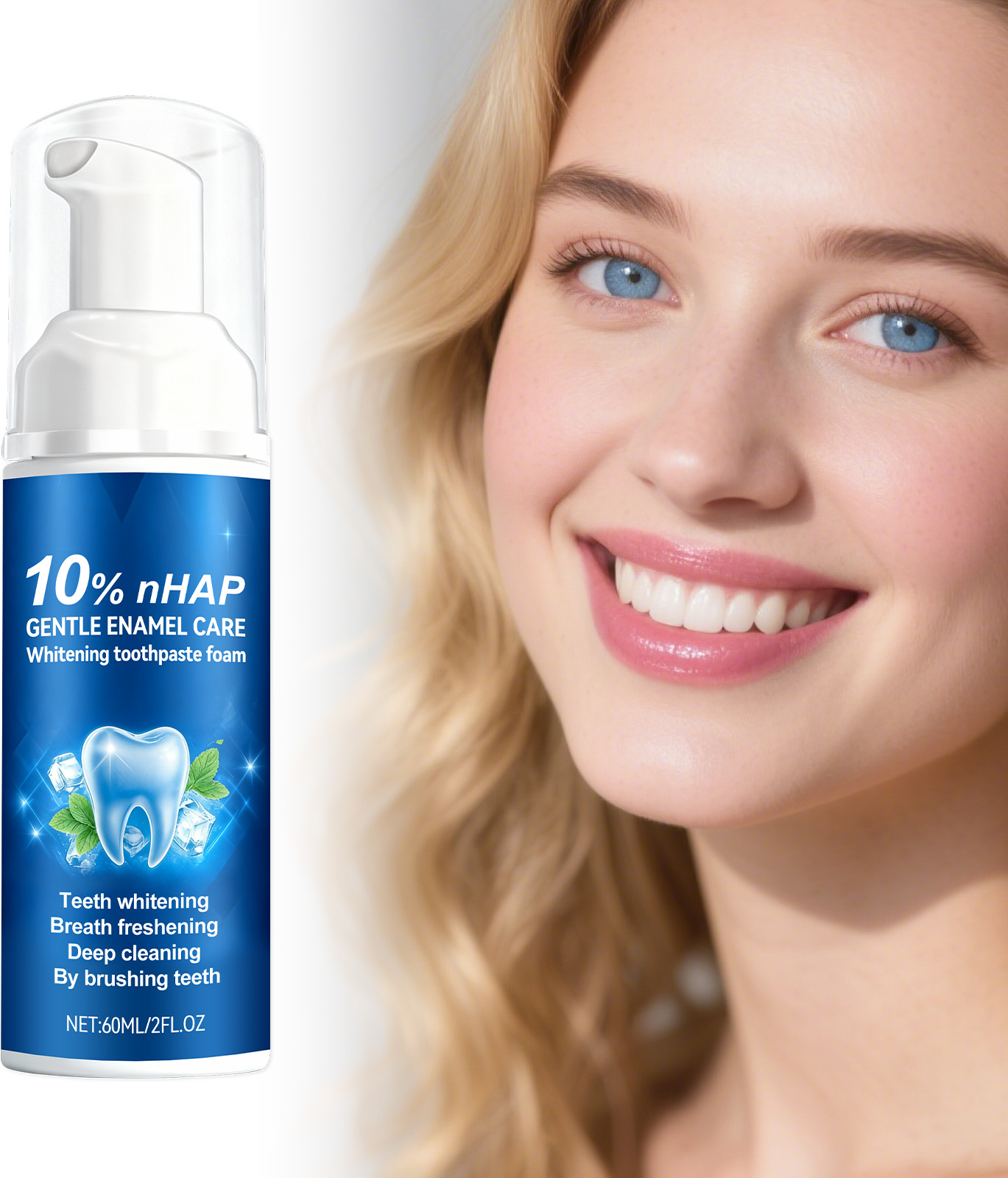 Whitening Dental Mousse Mild Ingredients Daily Cleaning Bright Teeth Portable Mint Scent Fresh Oral Care