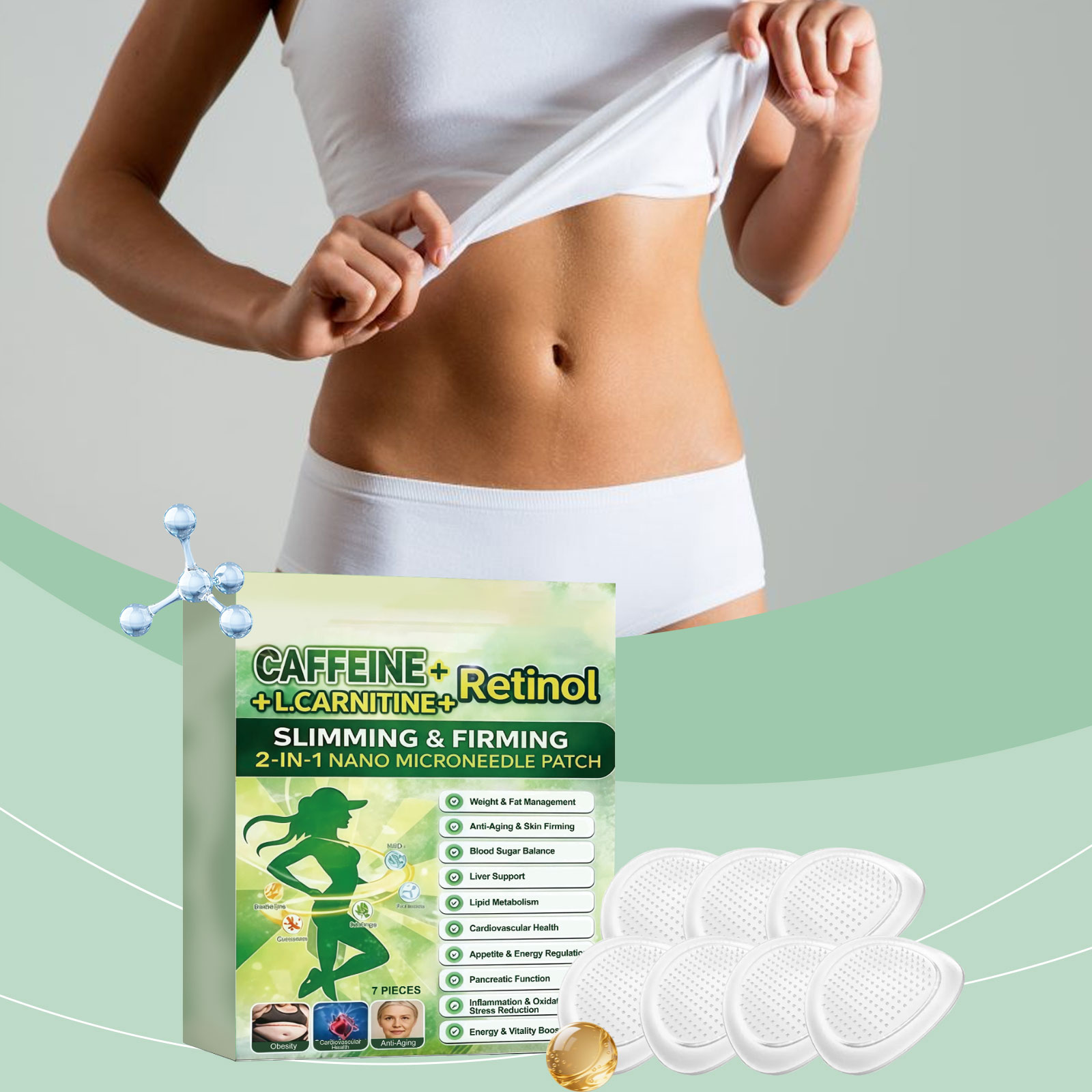 Body Shaping Microneedle Patch Thin Soft Skin-Friendly Breathable Fit Daily Activities Show Graceful Figure Lines