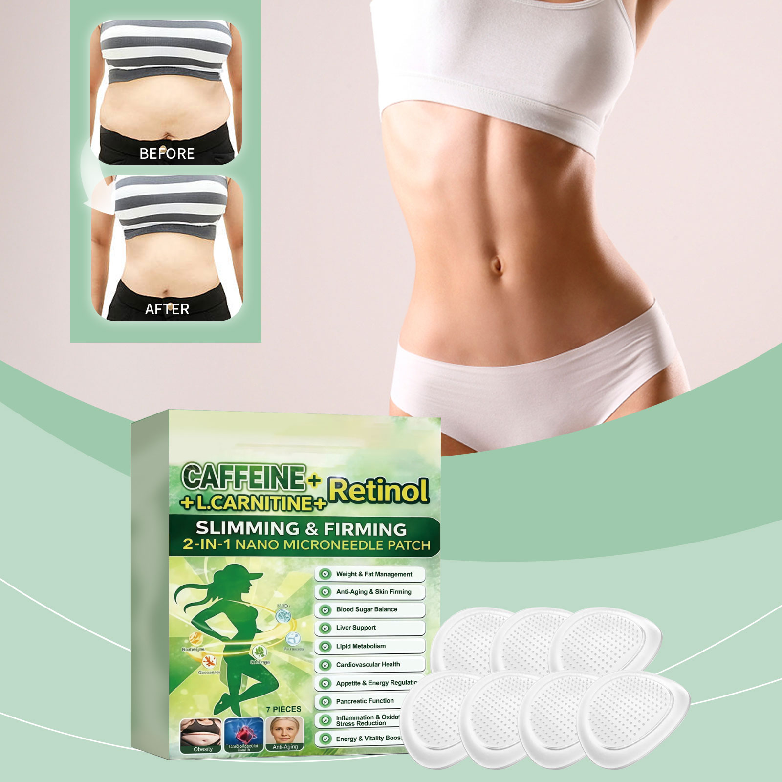 Body Shaping Microneedle Patch Thin Soft Skin-Friendly Breathable Fit Daily Activities Show Graceful Figure Lines