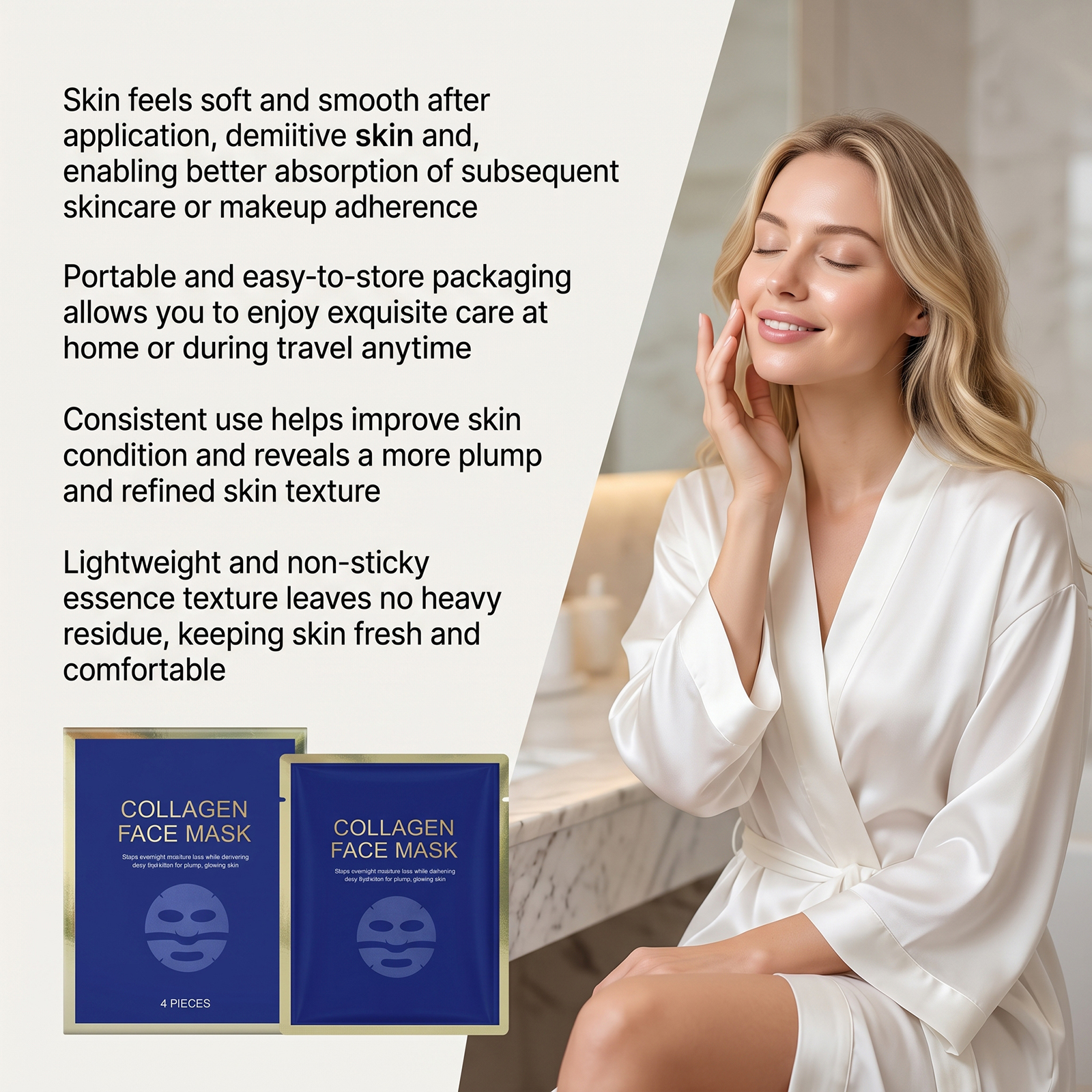 Collagen Moisturizing Facial Mask Refreshing Absorbable Brightening Hydrating Portable Skin Care For Facial Skin