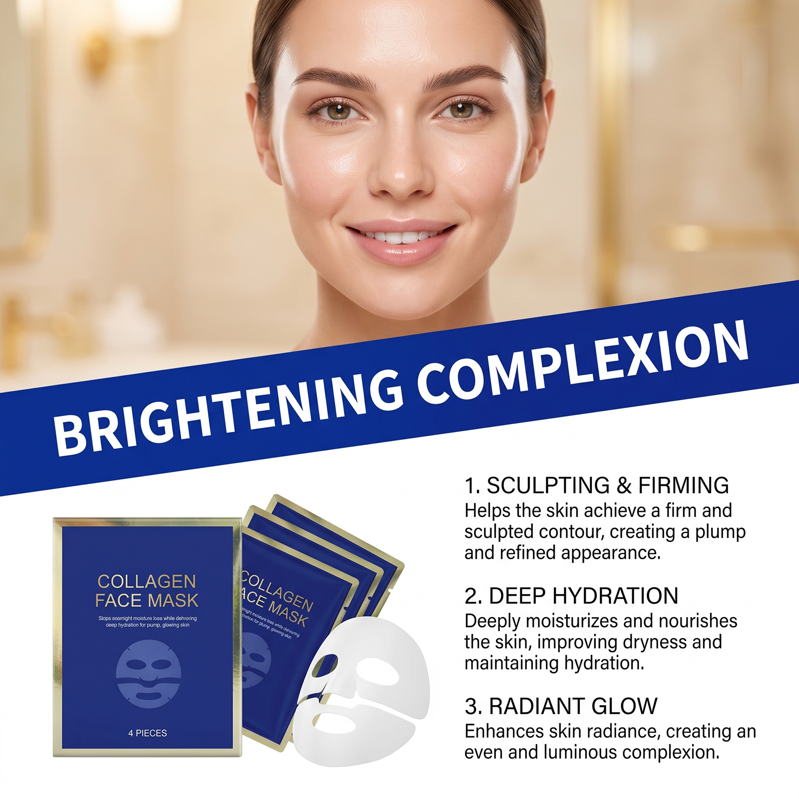 Collagen Moisturizing Facial Mask Refreshing Absorbable Brightening Hydrating Portable Skin Care For Facial Skin