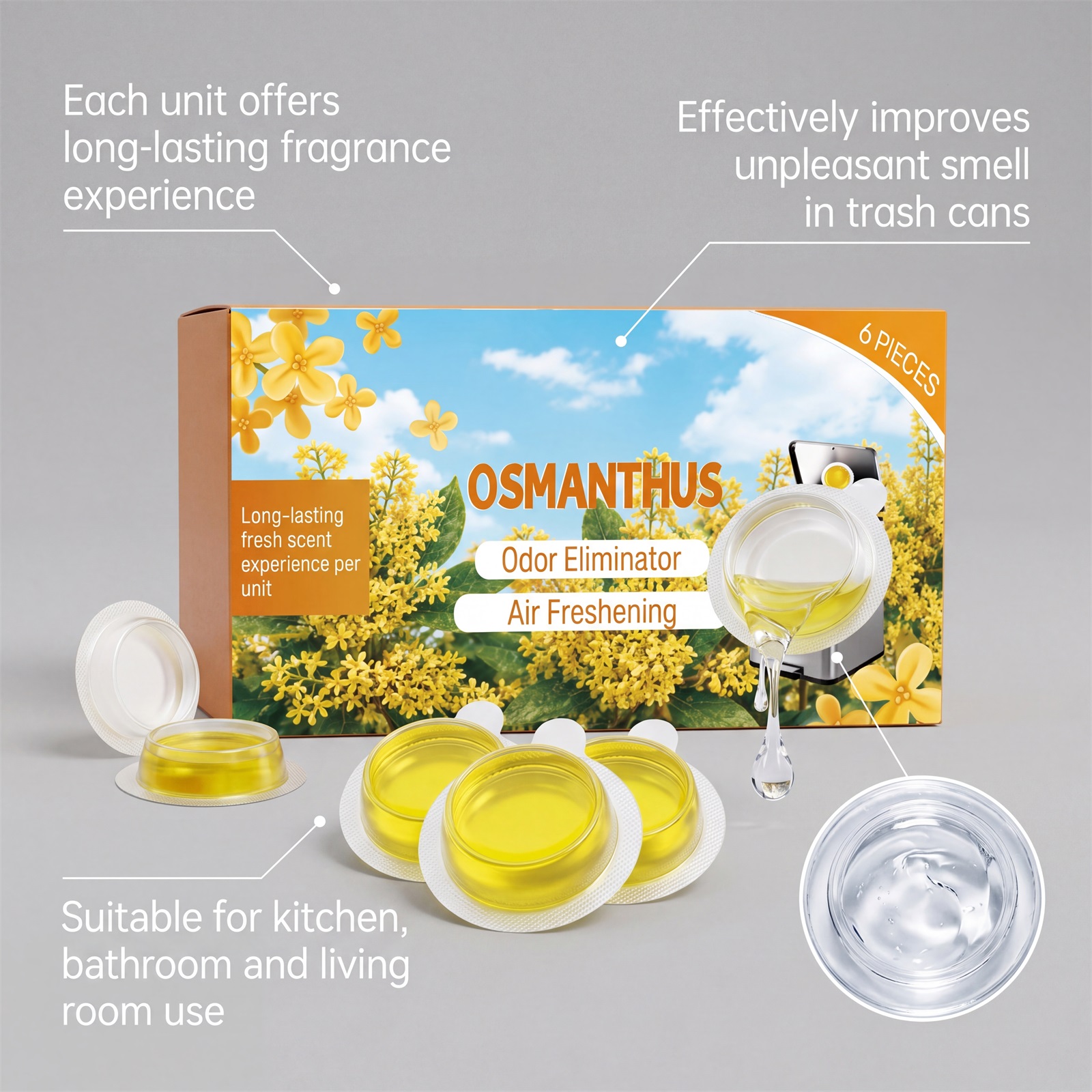 Garbage Can Deodorant Sweet Osmanthus Fragrance For Indoor Household Waste Storage Containers