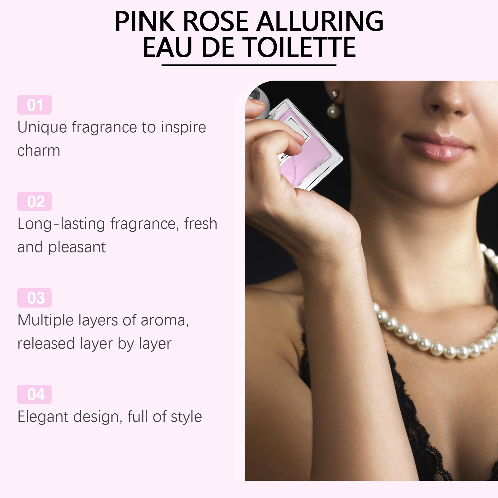 Pink Rose Charm Perfume Long Lasting Attractive Pheromone Cologne Fragrance For Daily Use
