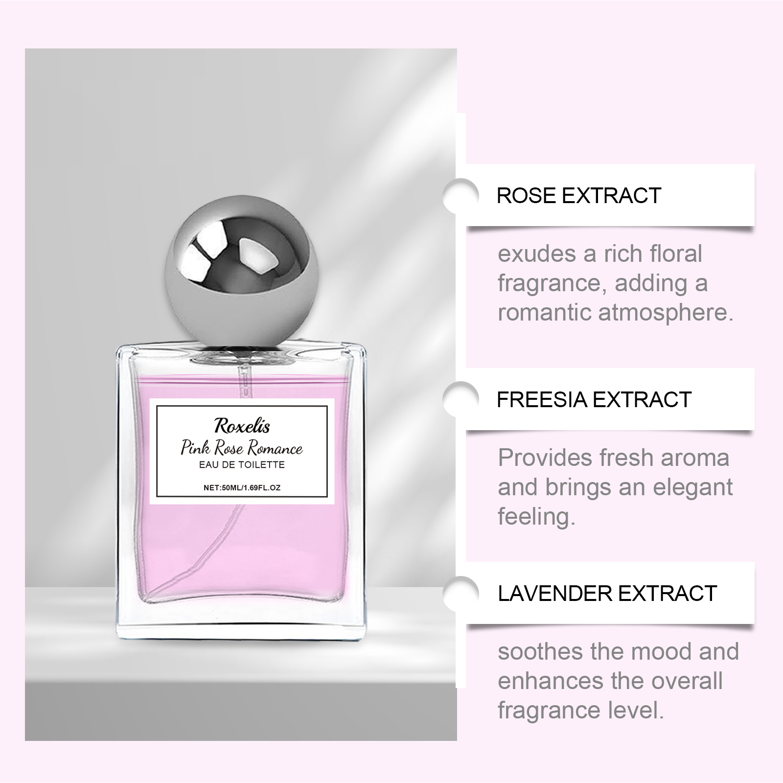 Pink Rose Charm Perfume Long Lasting Attractive Pheromone Cologne Fragrance For Daily Use