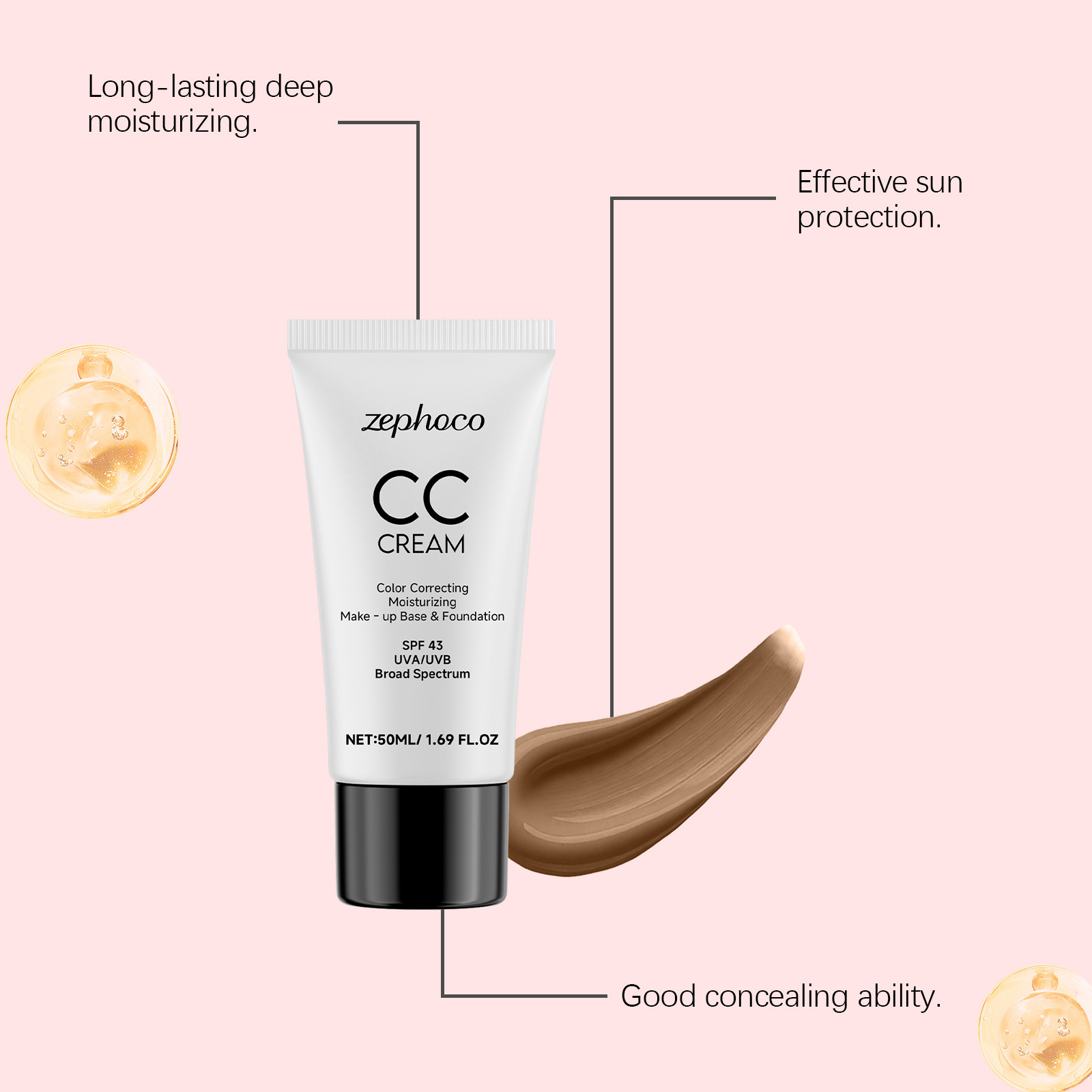 Protective Moisturizing Foundation Lightweight Hydrating Brightening Refreshing Watery Long Lasting Non Transfer Base