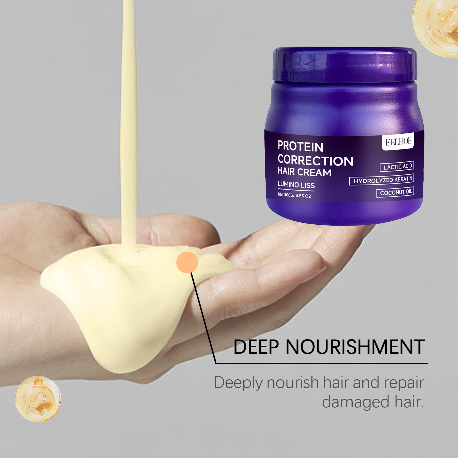 Protein Hair Straightening Cream Moisturizing Nourishing Anti Frizz Smoothing Hair Care Repair Hair Quality No Straightening Required