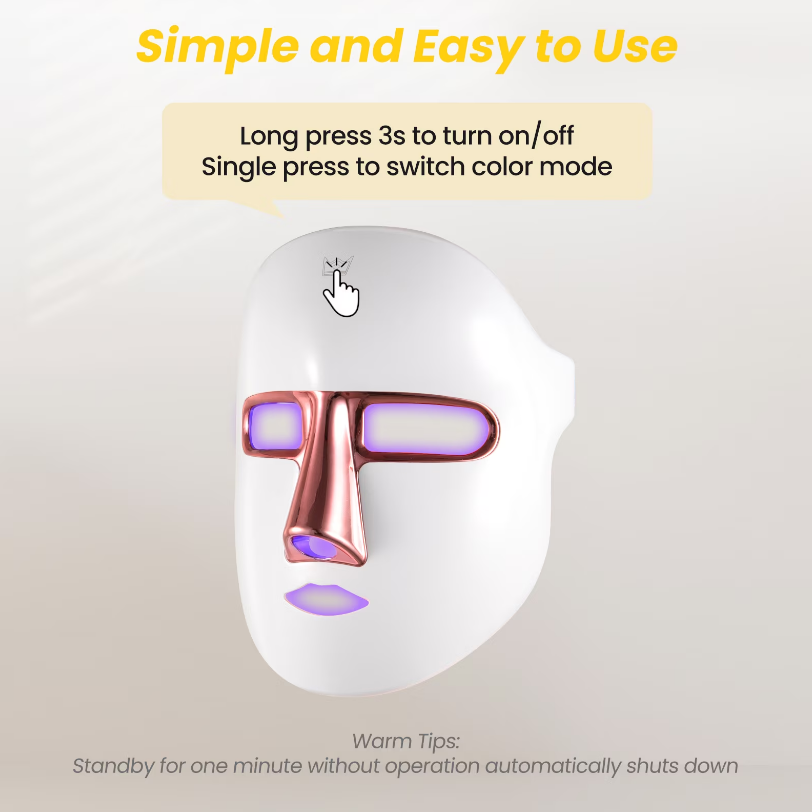 LED Face Mask 7 Color Modes Light Therapy Wireless Photon Mask for Skincare Routine Relaxation Anti-Aging Facial Device for Glowing Skin