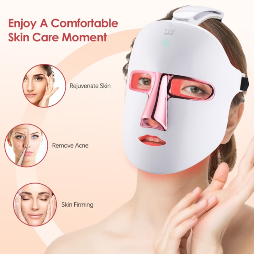 LED Face Mask 7 Color Modes Light Therapy Wireless Photon Mask for Skincare Routine Relaxation Anti-Aging Facial Device for Glowing Skin