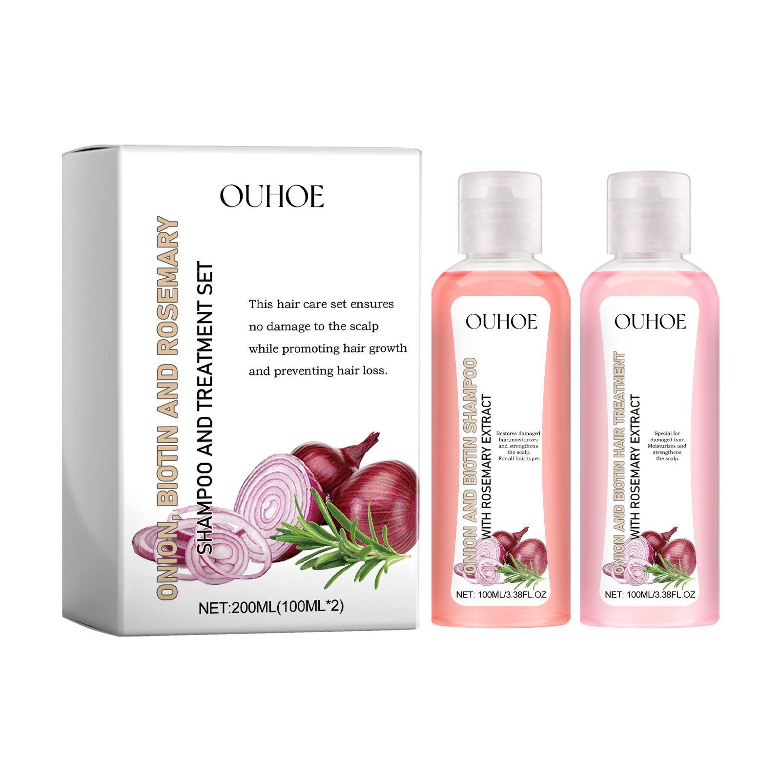 Onion Biotin Rosemary Shampoo And Conditioner Set Nourishing Scalp Strengthening For Fuller Shiny Hair
