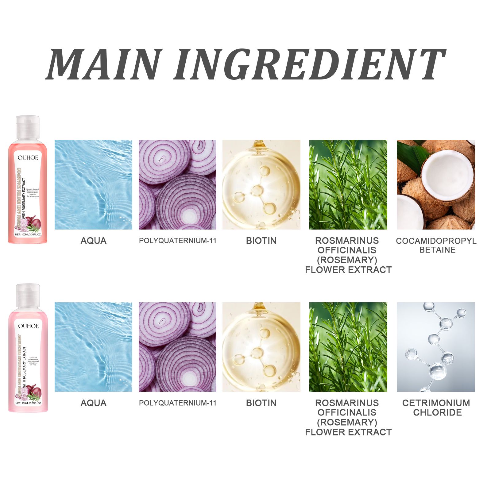 Onion Biotin Rosemary Shampoo And Conditioner Set Nourishing Scalp Strengthening For Fuller Shiny Hair