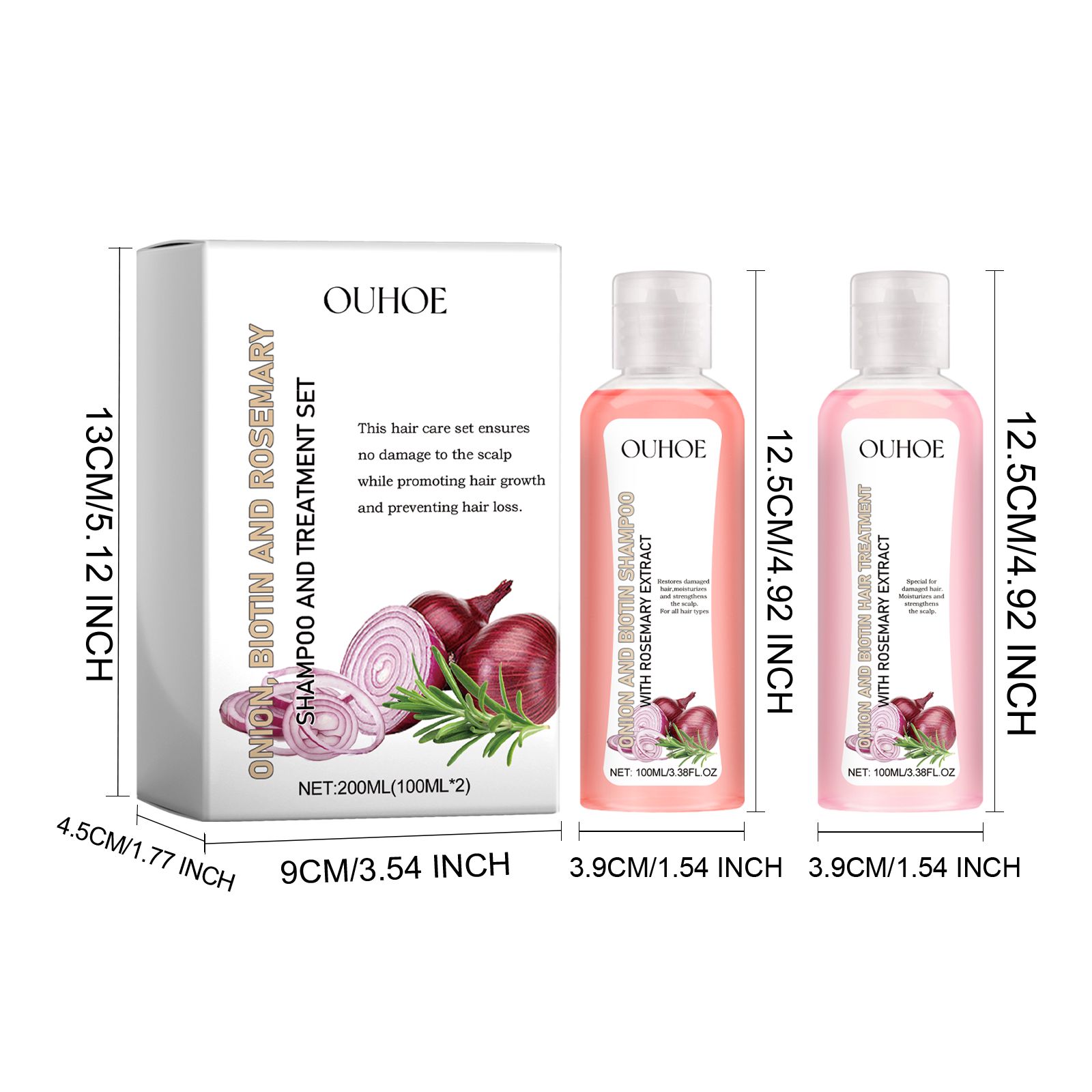 Onion Biotin Rosemary Shampoo And Conditioner Set Nourishing Scalp Strengthening For Fuller Shiny Hair