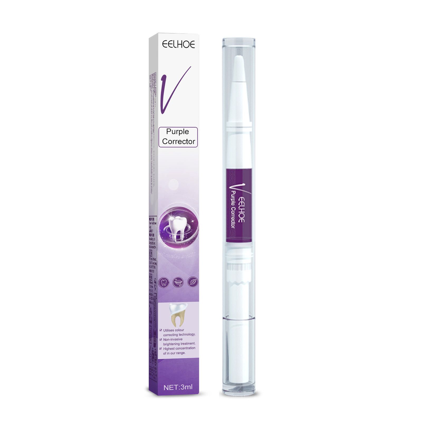 V34 Purple Teeth Whitening Pen Oral Care Stain Removal Brightening For Daily Use