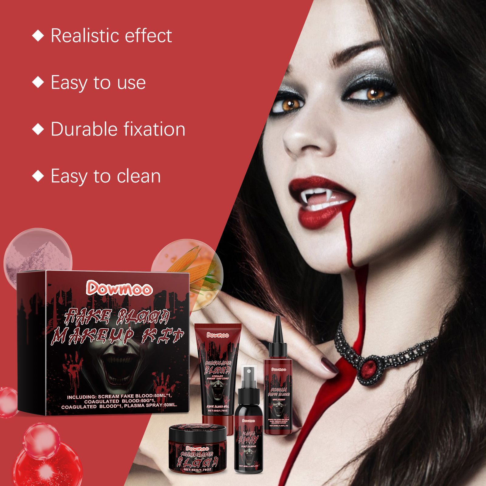 Halloween Makeup Kit Fake Blood Set For Party Cosplay And Special Effects
