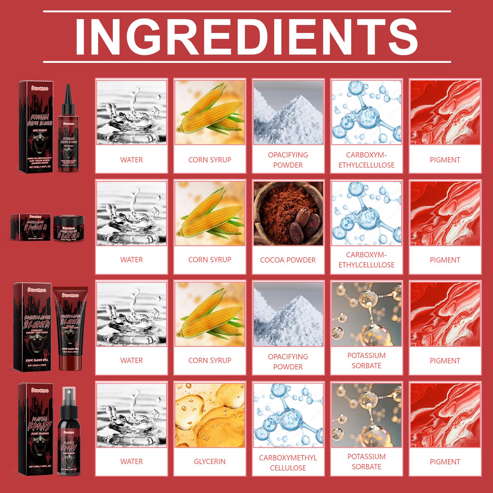 Halloween Makeup Kit Fake Blood Set For Party Cosplay And Special Effects