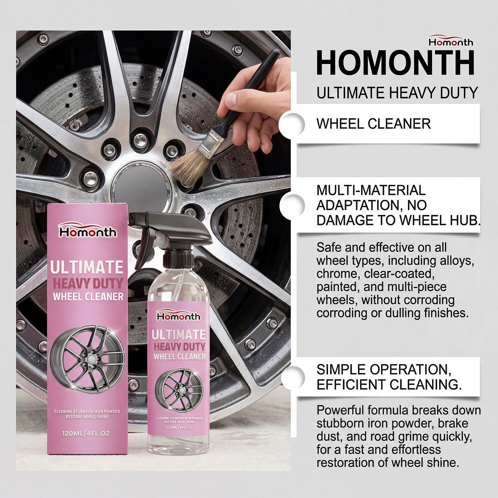 Wheel Cleaner Spray For Car Rims Brake Dust And Iron Stain Removal