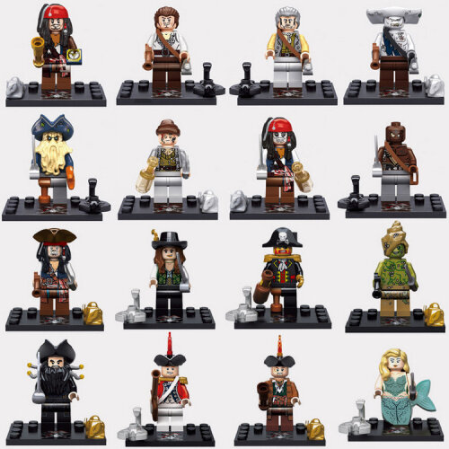 16PCS Caribbean Pirates Minifigures Compatible Toys Fit Lego