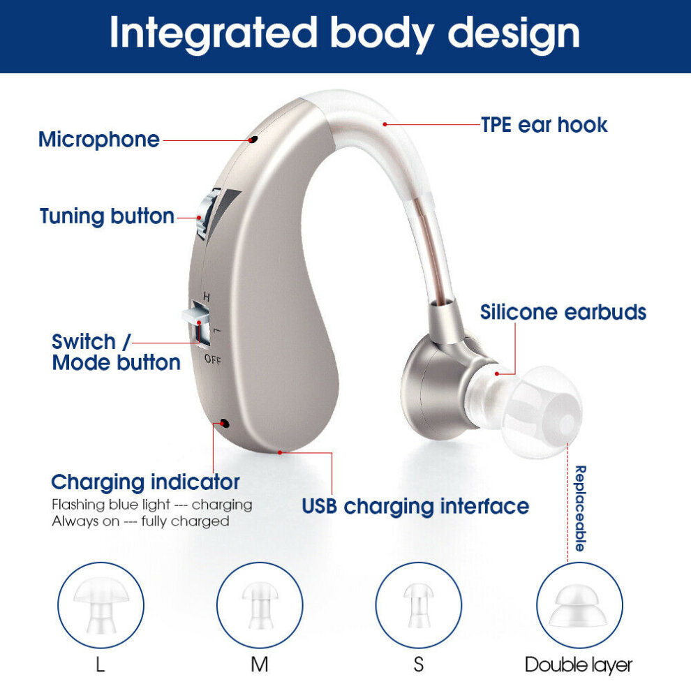 Rechargeable Digital BTE Hearing Aid Adjustable Voice Amplifier