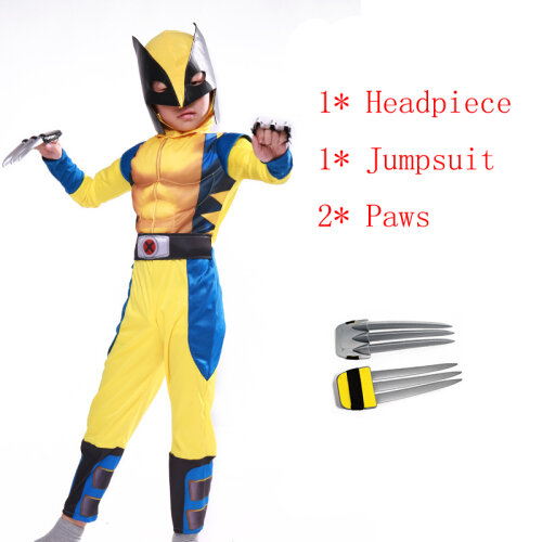 (#4 Suit for Child, 110-120cm) Children Kids Boys Adult Wolverine Tight Muscle Costume H