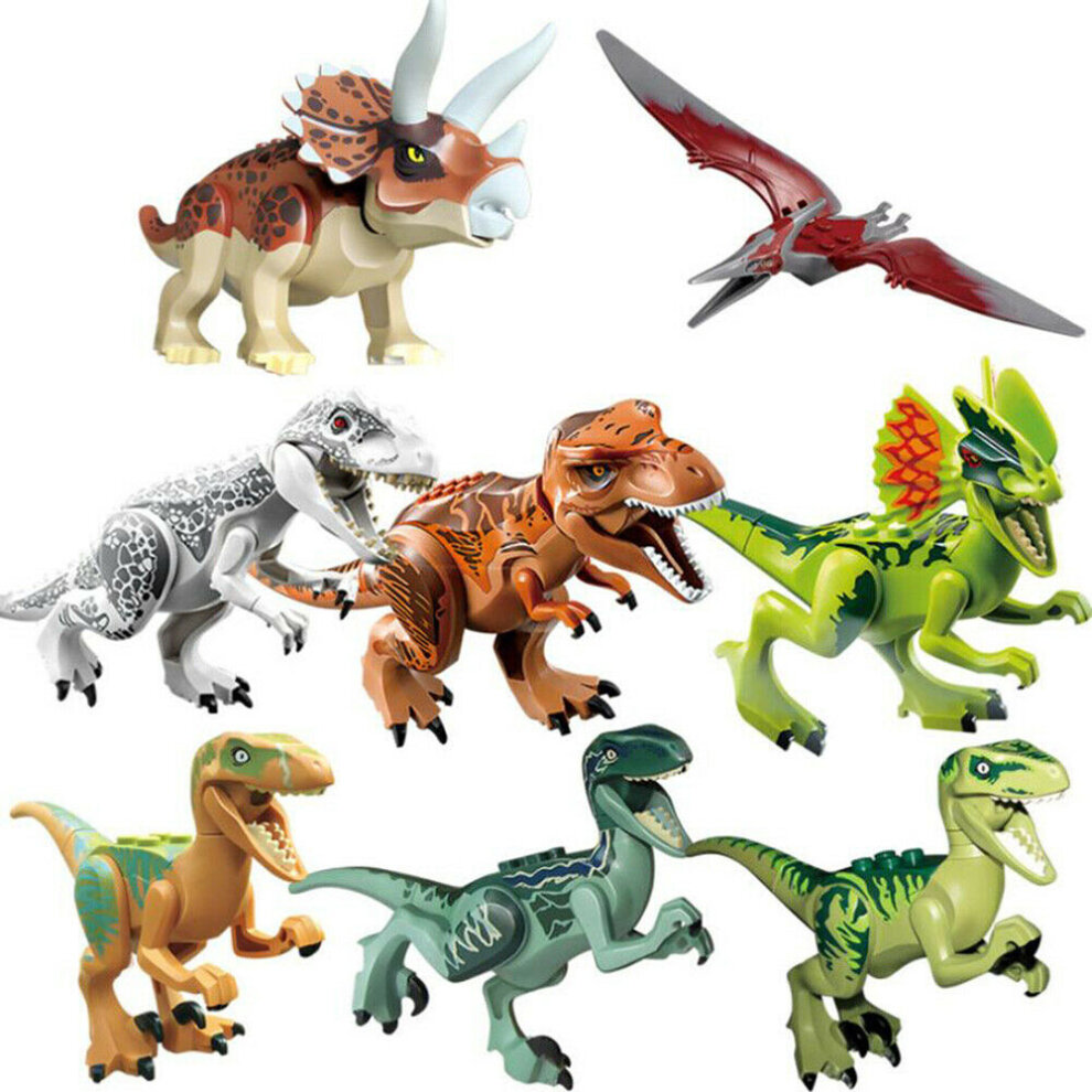 Dinosaur Building Block Toys Sets for Kids Jurassic World Mini Figures Dinosaur Tyrannosaurus Raptor Toy Set Educational Action Figure Birthday Gifts for Boys Girls Fit Lego
