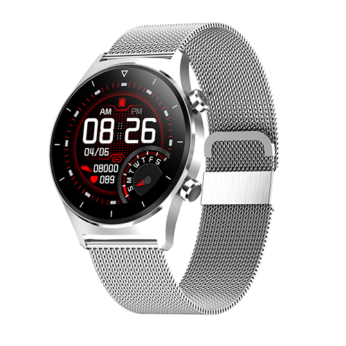 (Silver Steel) Custom Watch Dial Fitness Watch Music Player Activity Trackers Smartwatch For Android iOS Message Reminder