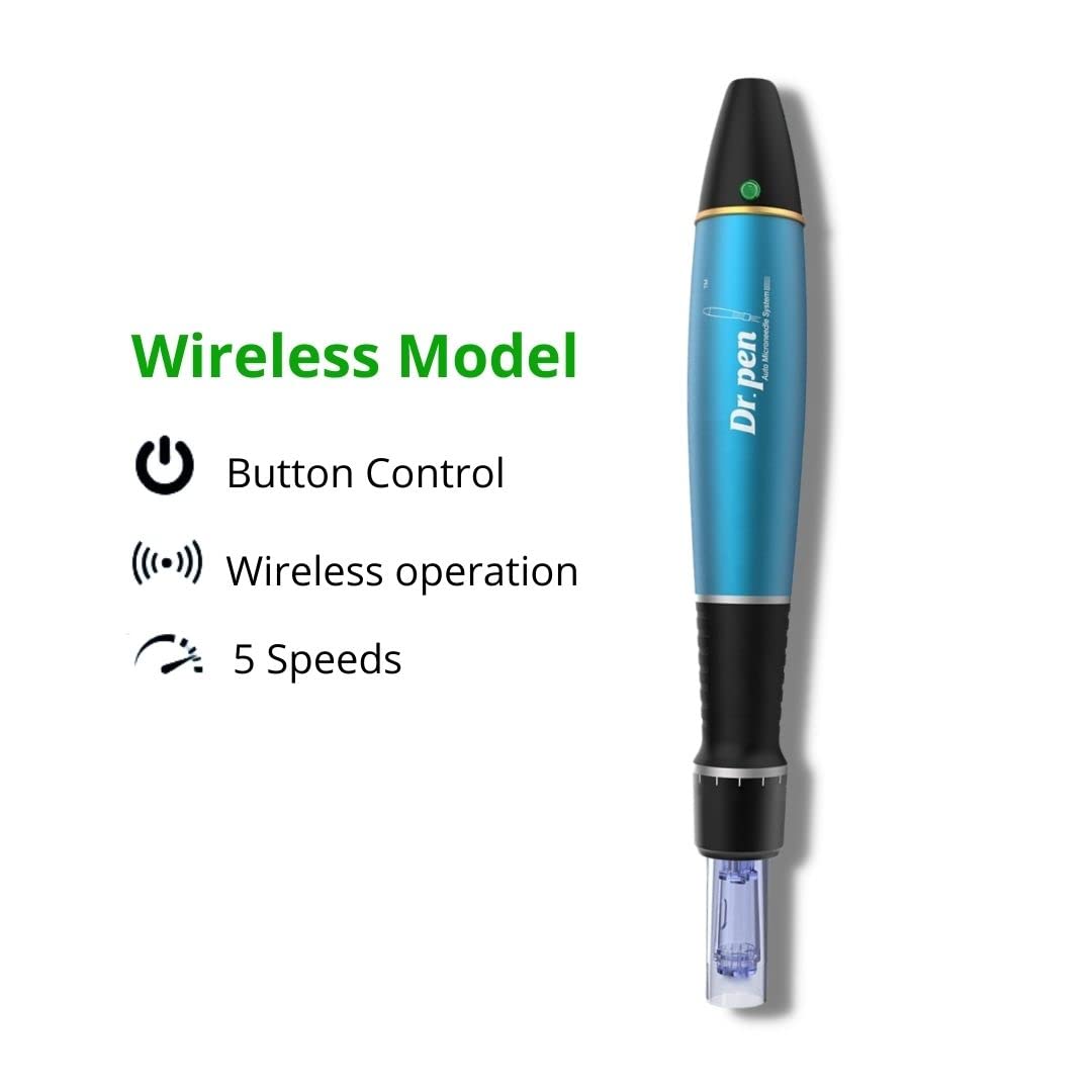 Dr. Pen Ultima A1w Microneedling Pen Multi-Function Wireless Derma Auto Pen Professional Skin Care Beauty Device Best Electric Skin Facial Repairs Care Tool Kit with 5x 12-Pins Cartridges 5x 36-Pins Cartridges 5x Round Nano Pins Cartridges