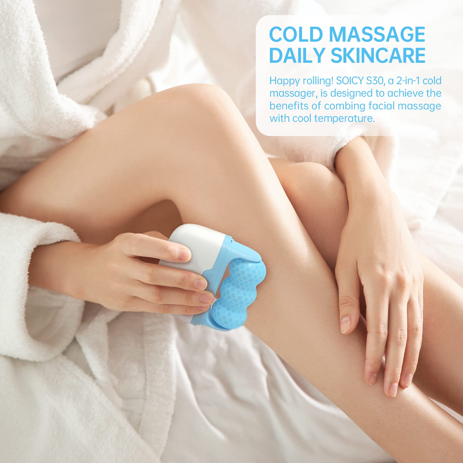 (Blue) Ice Roller Skin Roller Facial Massager for Eye Face Body Cool Massage Skin Relax Tightening Best Womens Gifts SOICY S30