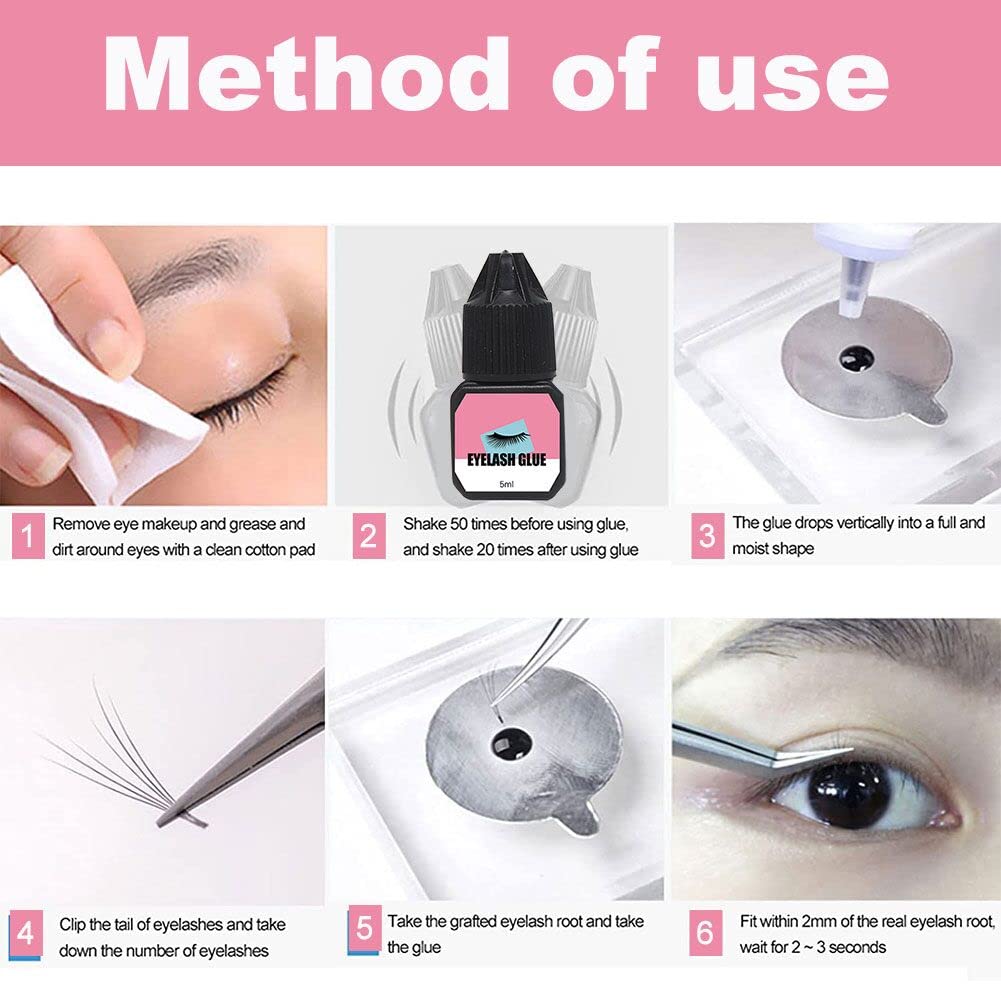 Eyelashes Extension Glue False Eyelash Adhesive DIY Eyelash Extension Supplies for Women Lashes Semi Lash Permanent Black 5ml
