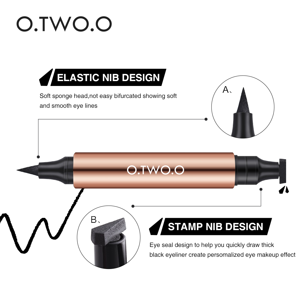 Eyeliner Stamp Black Liquid Eyeliner Pen Eye Liner Pencil Natural Waterproof Fast Dry Double-ended Sweat-proof Long-Lasting Makeup Cosmetics Tools for Women Beginners