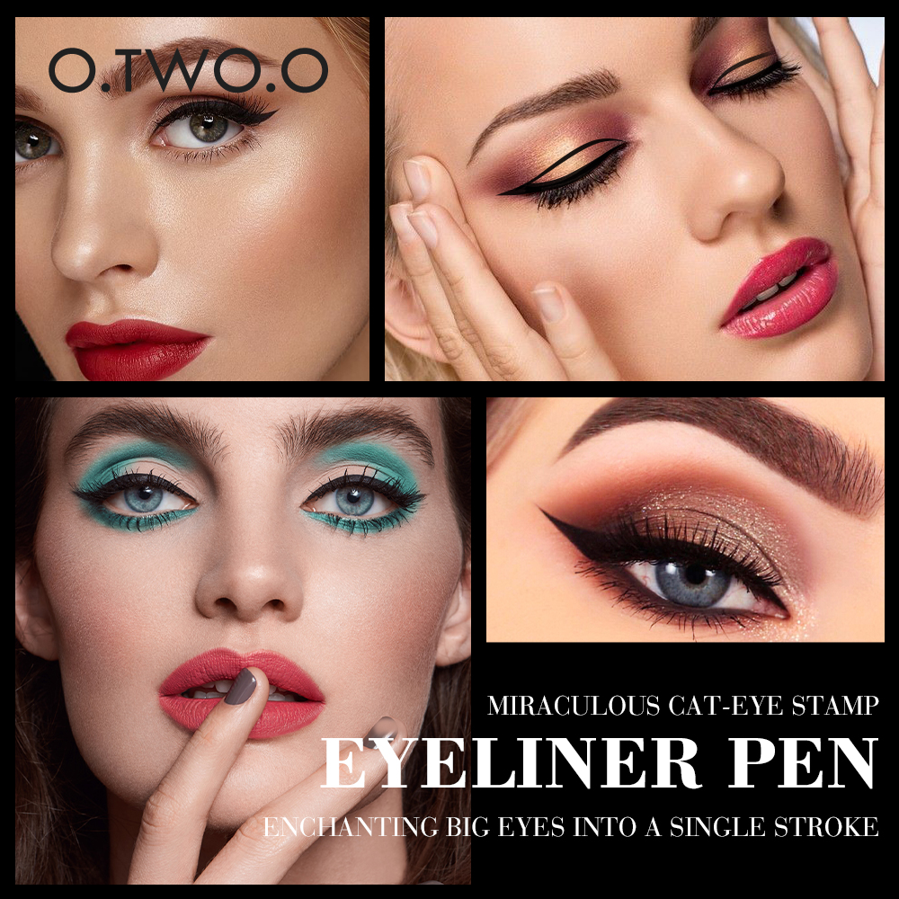 Eyeliner Stamp Black Liquid Eyeliner Pen Eye Liner Pencil Natural Waterproof Fast Dry Double-ended Sweat-proof Long-Lasting Makeup Cosmetics Tools for Women Beginners