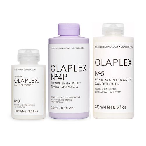 Olaplex The Blonde Maintenance System No.3 Hair Perfector 100ml No.4P Blonde Enhancer Toning Shampoo 250ml No.5 Bond Maintenance Conditioner 250ml