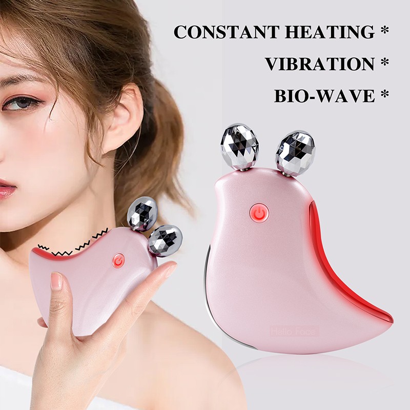 Facial Microcurrent Face Lift Massager EMS Skincare 3D Roller Massage Vibration Galvanic Beauty Apparatus Handheld Shaper Warm Vibration Women Gifts