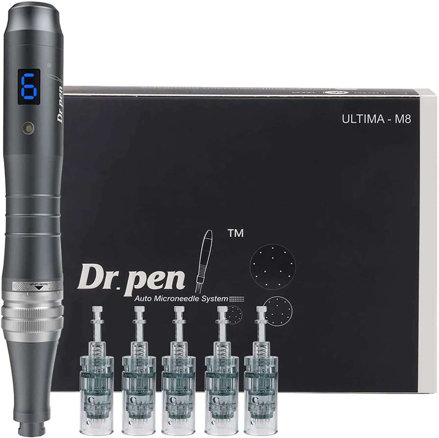 Dr. Pen Ultima M8 Professional Microneedling Pen Wireless Derma Auto Pen Amazing Skin Care Tool Kit for Face and Body with 5pcs 16pin Cartridges