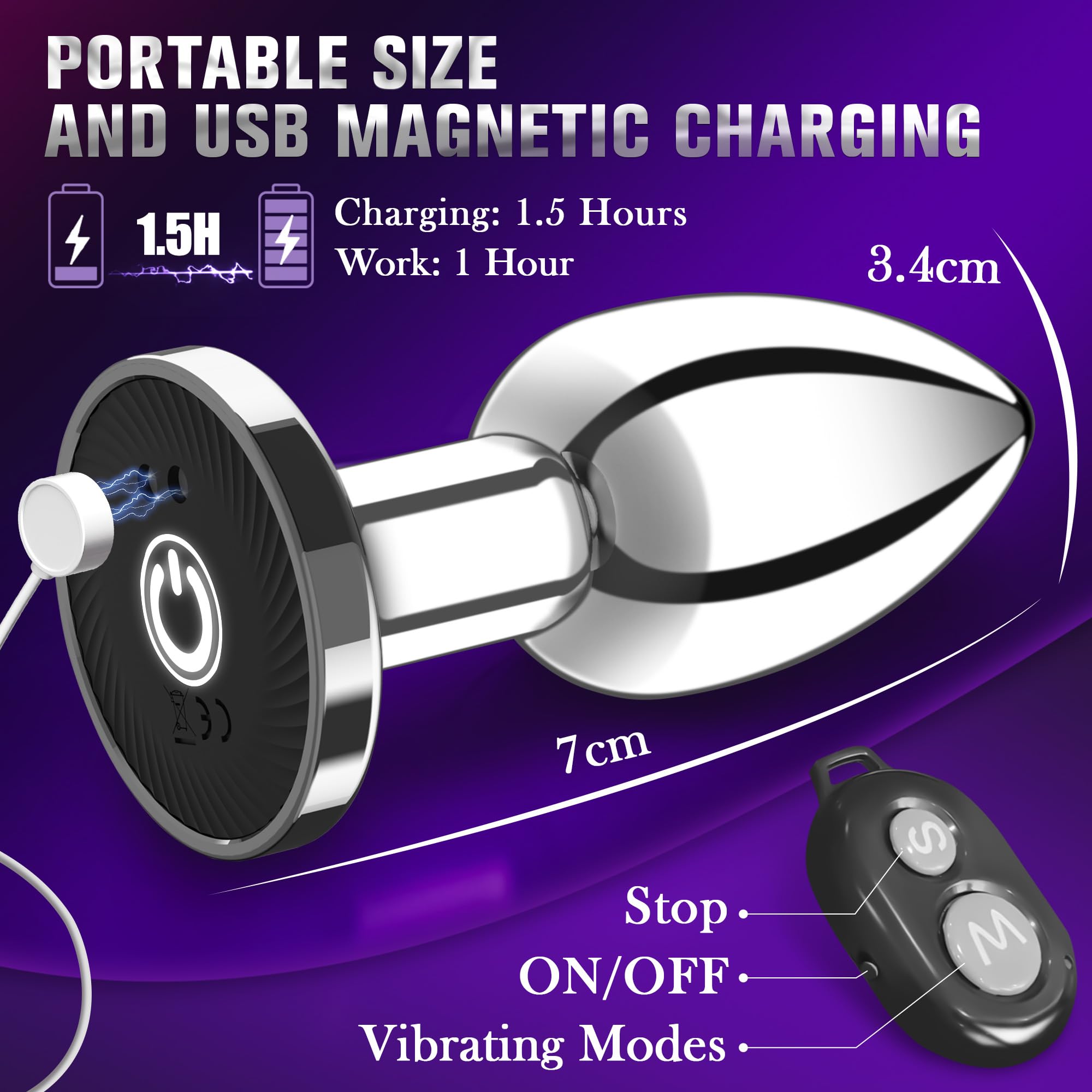 (S) Vibrating Anal Plug Anal Toys Butt Plug 10 Modes Remote Control Vibrator Male Sex Toys for Women Couples Waterproof Adult Toys G Spot Anal Plugs Beads