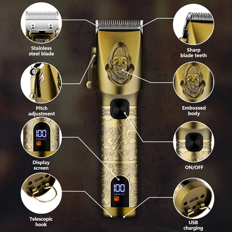 USB Hair Clipper and Electric Shaver Set All Metal Head Electric Trimmer  Mens Grooming Tools