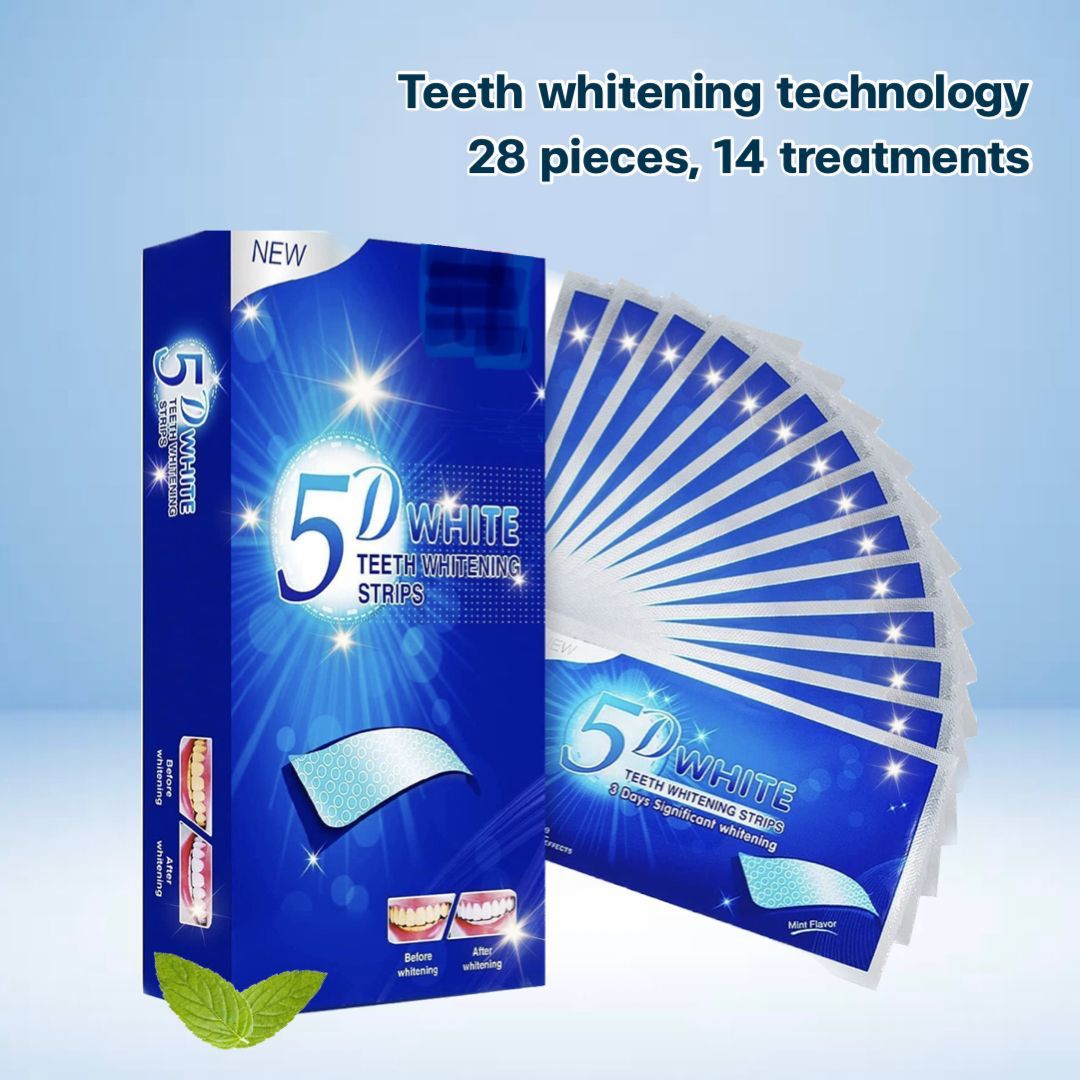 Premium Teeth Whitening Strips 28 Piece Tooth Whitening Treatments Safe On Enamel Easy to Use Home Advanced 5D Technology Tooth Whitening Kit