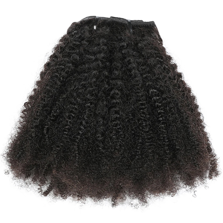 (10inches x 1 Pack) Kinky Curly Clip in Hair Extension Maxine 3C 4A Afro Kinky Curly Clip in Human Hair Extensions Women 120g set clip-in Full Head