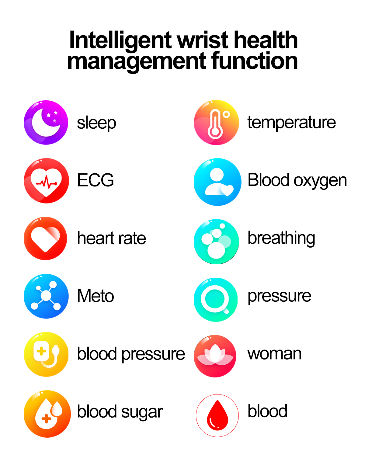 (Black) Women Smartwatch Medical Diagnosis Smart Watch HD Bluetooth Call ECG Blood Glucose Uric Acid Blood Lipids Monitoring