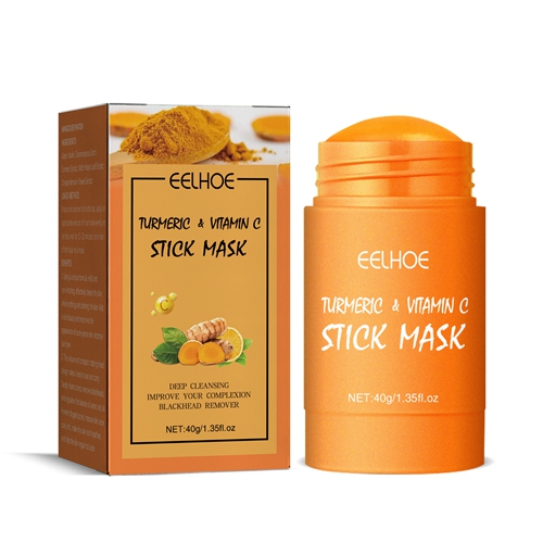 Organic Turmeric Face Mask Stick Deep Cleaning Shrink Pores Hydration Moisturizer Blackhead Remover Acne Scars Reduction Exfoliating Facial Care Mask.
