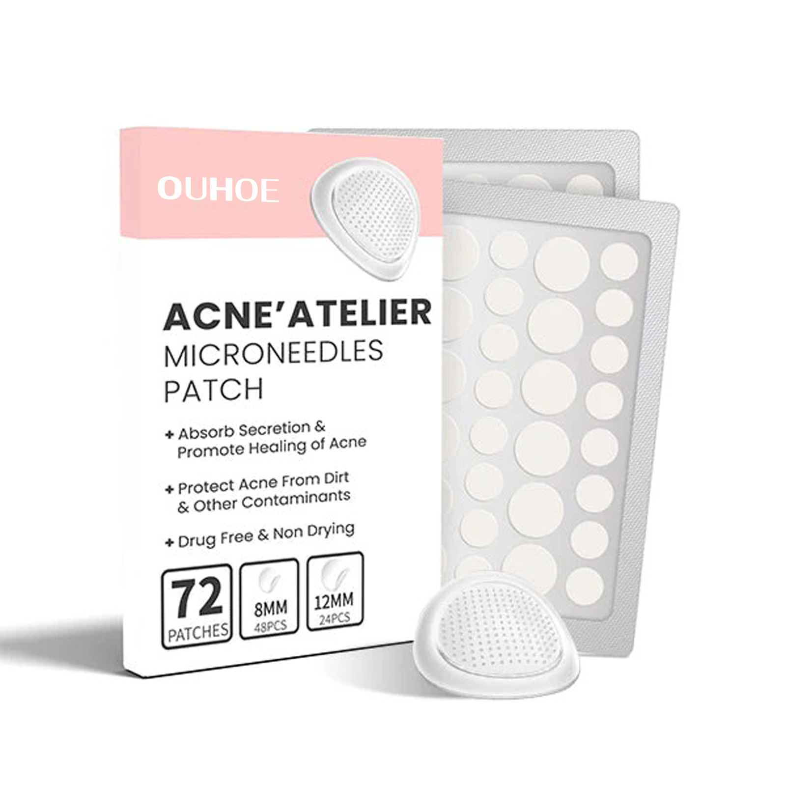 (1 PC) Face Patches For Pimples Microneedles Drying Patch Blemish Covering Repair Stickers Invisible Anti Acne Spots Marks Concealer Care Absorbing All Day