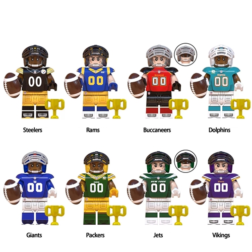 American Football Stars Building Blocks Sport Rugby Player Helmet Trophy Mini Action Figures Fit Lego ﻿